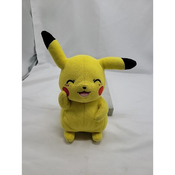 TOMY Pokemon Blushing Smiling Pikachu Plush Stuffed Animal Toy  9" Tall Toy - Picture 1 of 12